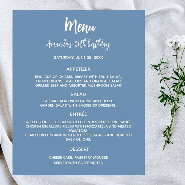 Menu programme bleu pâle fête d'anniversaire (Créateur téléchargé)