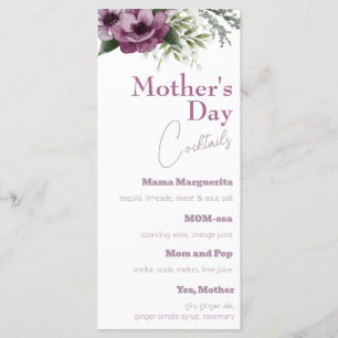 Menu Purple Anemones Mère's Day Cocktails