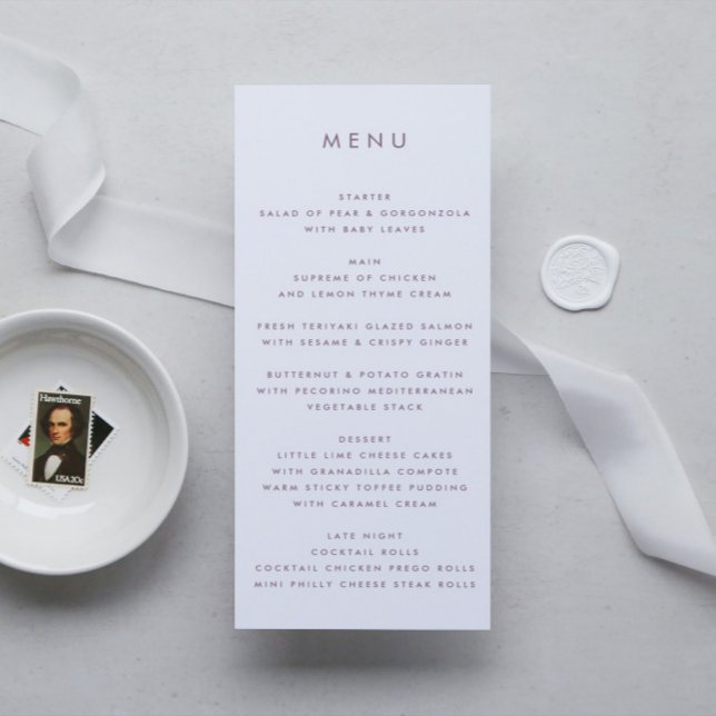 Menu Purple Lilac Moderne Monogramme Gras Mariage (Créateur téléchargé)