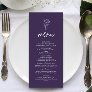 Menu Purple minimaliste Botaniques Terracotta Mariage