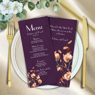 Menu Purple Minimaliste Burange Floral Mariage de autom
