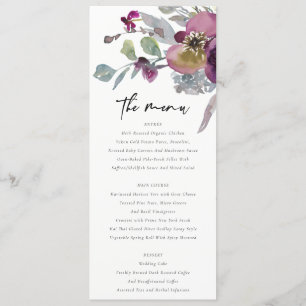 MENU PURPLE PEACH PURPLE LILAC WATERCOLOR MARIAGE FLORA