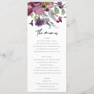 MENU PURPLE PEACH PURPLE LILAC WATERCOLOR MARIAGE FLORA