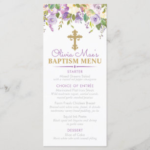 Menu Purple Peony Girl Baptism Custom Event