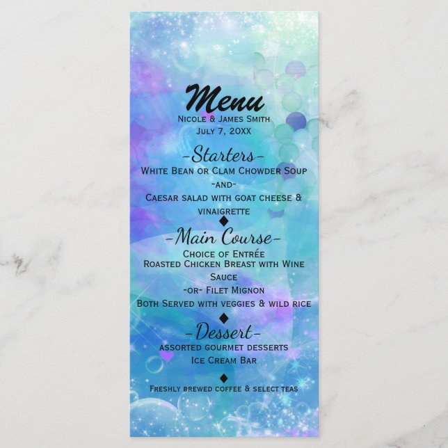 Menu Queue de sirène aquarelle Fête d'anniversaire pers (Devant)