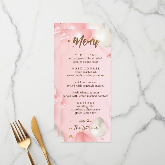 Menu Quinceañera Celebration Editable (Devant/Arrière en situation)