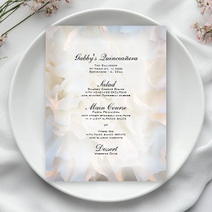 Menu Quinceañera Floral Blanc