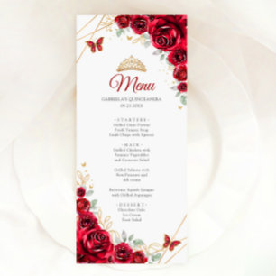 Menu Quinceanera Floral Or Rouge
