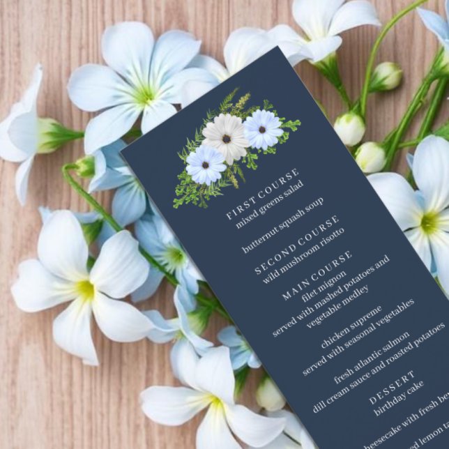 Menu Quinceañera Florale Bleu Clair et Blanc Rustique  (Créateur téléchargé)