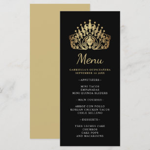 Menu Quinceanera Gold et Black Princess Tiara Crown