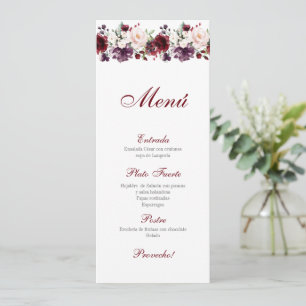 Menu Quinceañera rose et rouge florale
