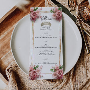 Menu Quinceañera Rose Rose Gold Frame 15e anniversaire