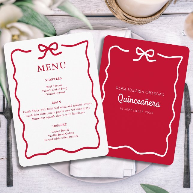 Menu Quinceanera rouge moderne (Créateur téléchargé)