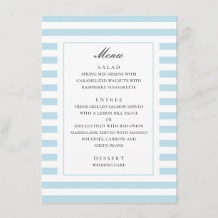 Menu Rayures marines bleues. Mariage rayé moderne