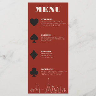 Menu Réception de mariage avec Las Vegas Casino Skyline
