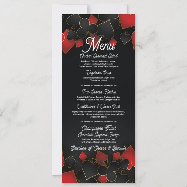 Menu Réception de Mariage Carte de Casino Las Vega (Devant)