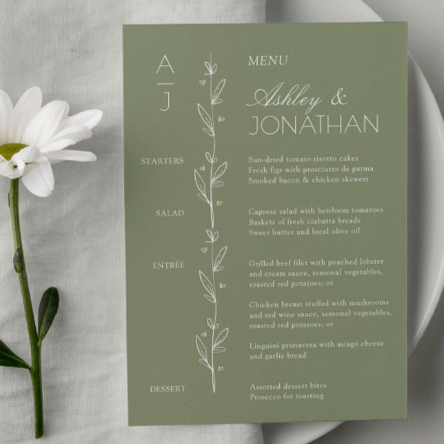 Menu Réception De Mariage De Divider Floral Bio Moderne (Créateur téléchargé)