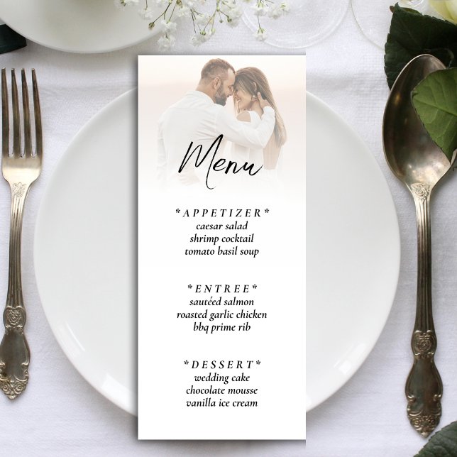 Menu Réception De Mariage De Photo Blanche Simple Ombre (Simple Ombre White Photo Wedding Reception Menu)