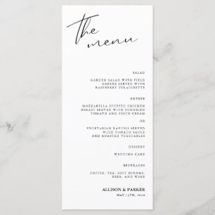 Menu Réception De Mariage De Script Minimaliste