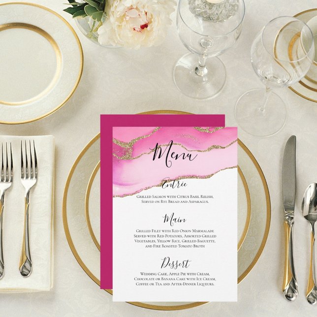 Menu Réception de mariage élégante en pierre d'agate ro (Créateur téléchargé)