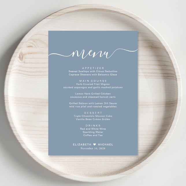 Menu Réception de mariage élégante script poussiéreux b (Créateur téléchargé)