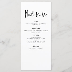 Menu Réception de mariage moderne élégant minimaliste