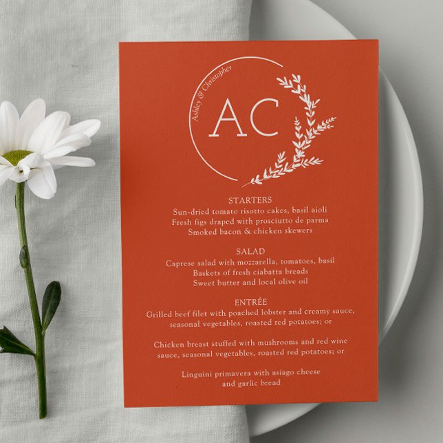 Menu Réception de mariage rouge en cuivre à charpente m (Créateur téléchargé)