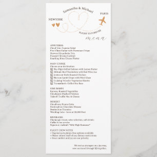 Menu Réception de mariage sur le thème du voyage Dîner