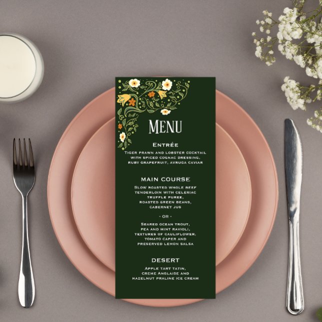 Menu Réception Mariage Floral Vert (Créateur téléchargé)