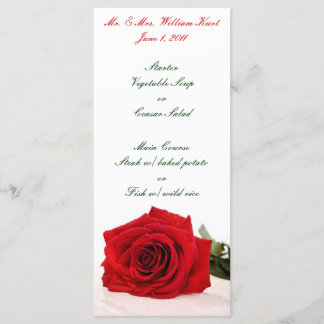 Menu Réception mariage rose rouge