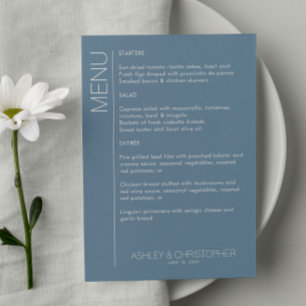 Menu Réception minimaliste moderne Dusty Blue Wedding