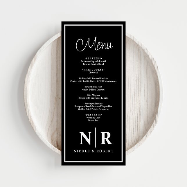 Menu Réception Monogramme mariage Ou Dîner Fiançailles (Créateur téléchargé)