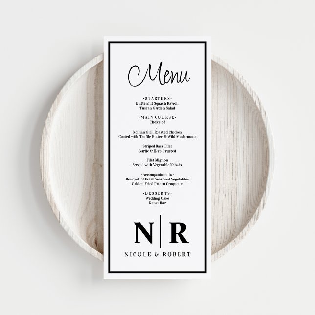 Menu Réception Monogramme mariage Ou Dîner Fiançailles (Créateur téléchargé)