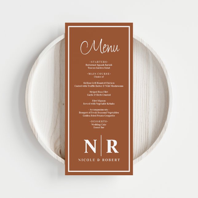 Menu Réception Monogramme mariage Ou Dîner Fiançailles (Créateur téléchargé)