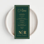 Menu Réception Monogramme mariage Ou Dîner Fiançailles<br><div class="desc">Présentez notre Emerald Green and Gold Mariage Monogram Reception ou Fiançailles Dinner Menus, un ajout étonnant à votre événement spécial qui allie élégance et charme personnalisé. Ces menus sont composés d'un riche arrière - plan vert émeraude accentué par des détails dorés luxueux, créant un look sophistiqué qui améliore le cadre...</div>