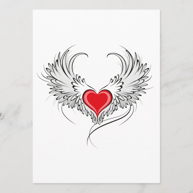 Menu Red Angel Coeur avec ailes (Devant)