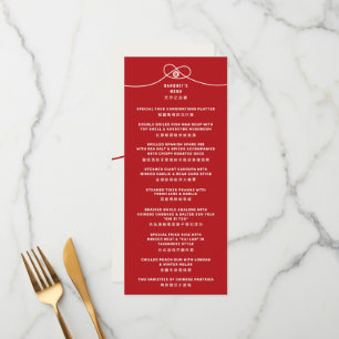 Menu Red Knot Union Double Bonheur Mariage chinois