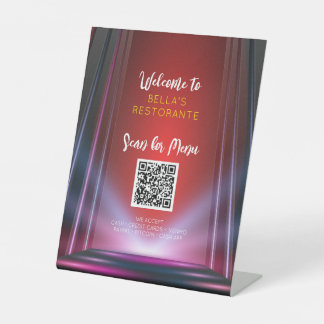 Menu Red Lights Restaurant QR Code Panneau de tabl