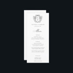 Menu Regency Era Black Crest Monogram Mariage<br><div class="desc">Vintage Regency Era Black Crest monogramme,  menu mariage. Crête de style baroque d'inspiration vintage avec coordination de la typographie noire.</div>