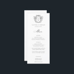 Menu Regency Era Black Crest Monogram Mariage<br><div class="desc">Vintage Regency Era Black Crest monogramme,  menu mariage. Crête de style baroque d'inspiration vintage avec coordination de la typographie noire.</div>