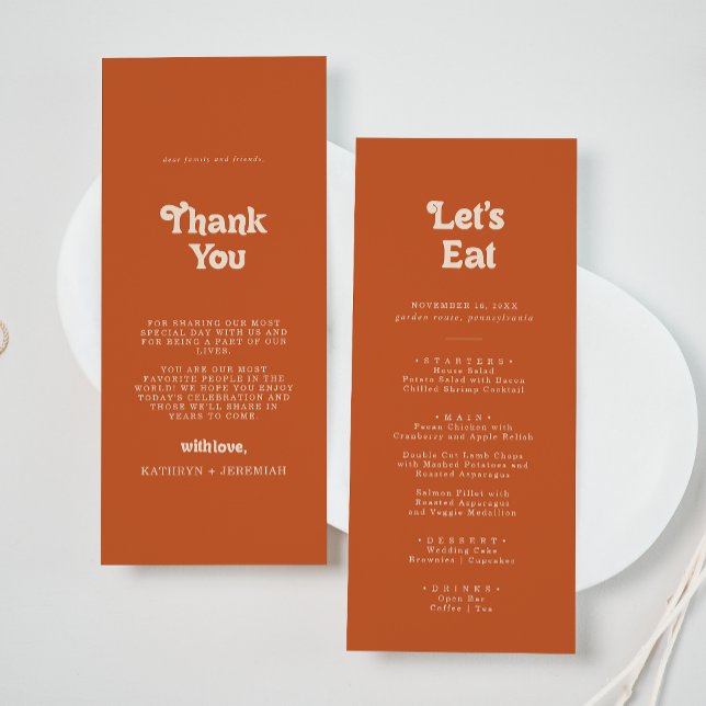 Menu Remerciement et mariage simple en terre cuite form (Créateur téléchargé)