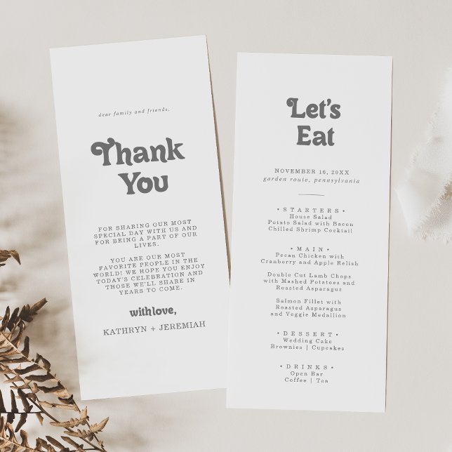 Menu Remerciement Simple Formel de Mariage (Créateur téléchargé)