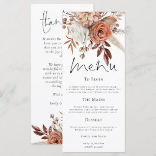 Menu Remerciements de mariage automnal aux florales rus