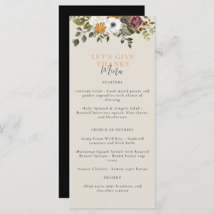 Menu Remercions Aquarelle Thanksgiving Black