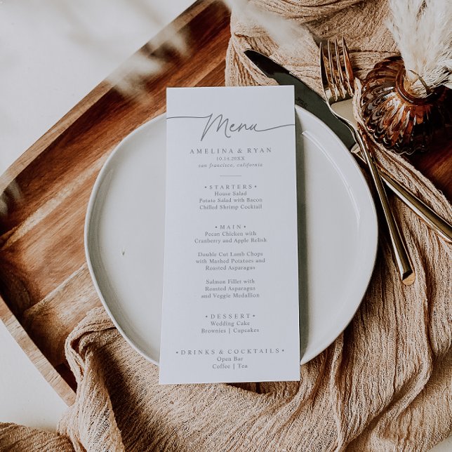 Menu Repas minimaliste simple gris atténué (Créateur téléchargé)