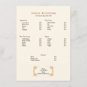 Menu Restaurant à Bordure Décorative Simple