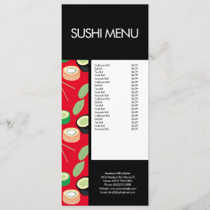 Menu Restaurant asiatique de Sushi Roll Motif Rouge