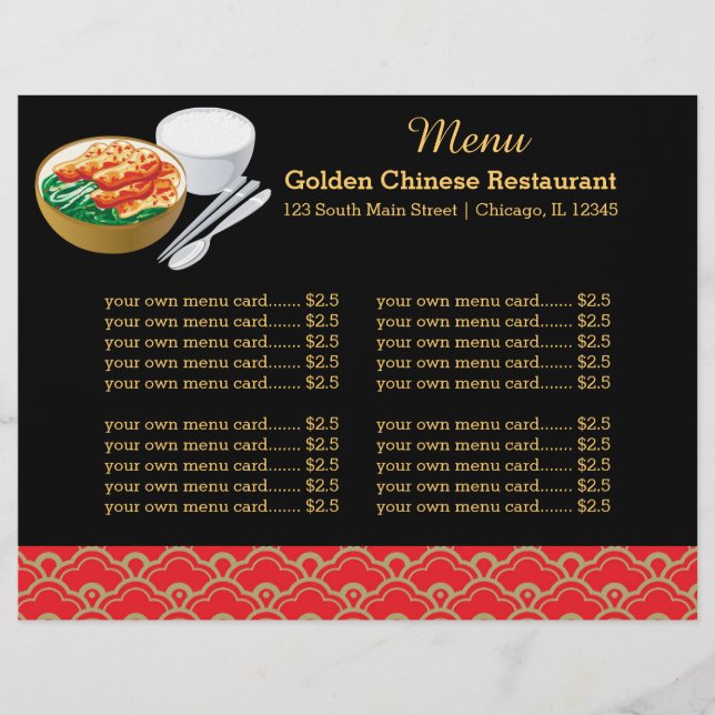 Menu restaurant chinois (Devant)