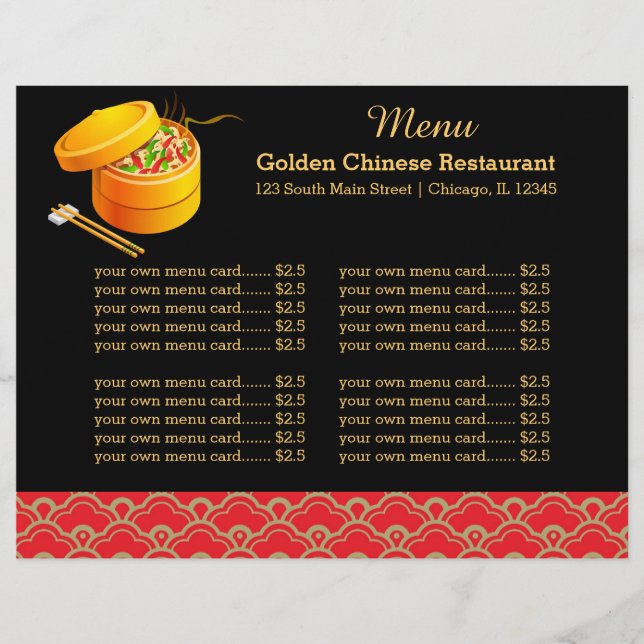 Menu restaurant chinois (Devant)