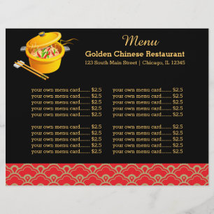 Menu restaurant chinois